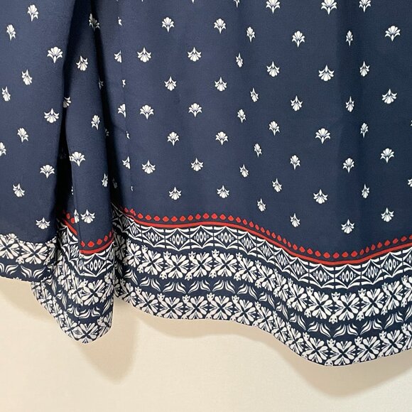 (NWT) NYDJ Pleated Blouse, Navy/White/Red - XL - Picture 2 of 7